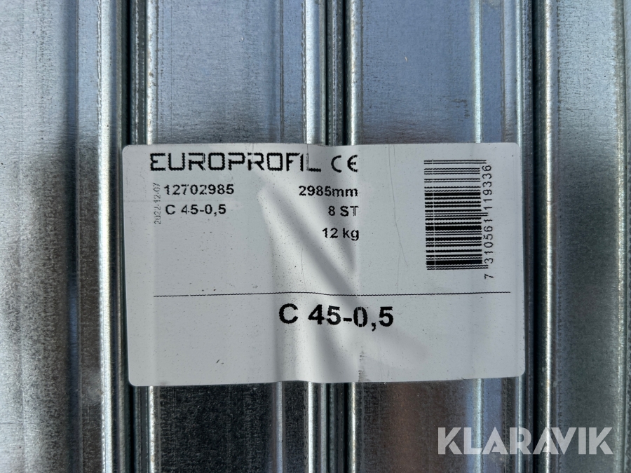 Stålregel 152 st Europrofil C45–0,50, Halmstad, Klaravik auk