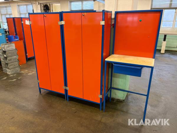 Plåtskåp 2st med arbetsbänk