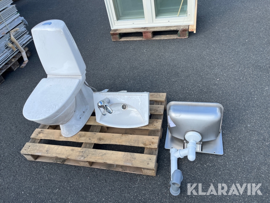 Toalettstol, handfat, utslagsback Ifö/ Okänt