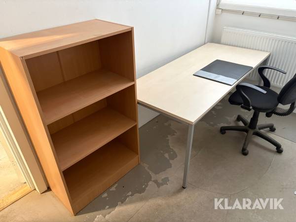  Bord, skrivbord,  bokhylla & stol