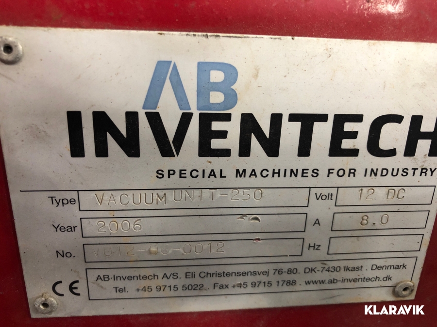 Ab Inventech Glaslyft AB Inventech Vacuum Unit 250