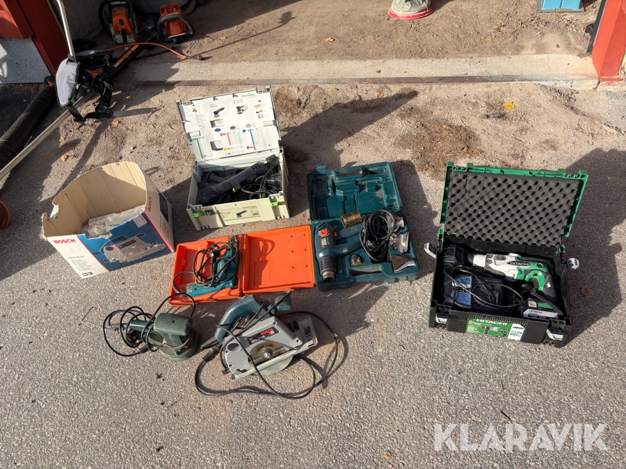 Parti med diverse elverktyg Hitachi/Makita/Bosch/festool/Metabo/Black & Decker