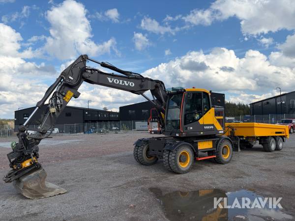 Grävmaskin Volvo EWR150E med Grävsystem, Tippvagn & 4st redskap