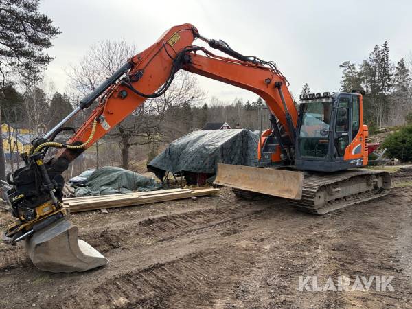 Grävmaskin Doosan DX140LCR-5 med tiltrotator och redskap, Nyservad