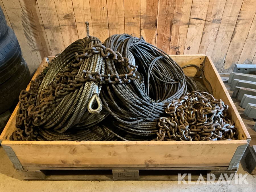 Parti med stålvajer och kätting
