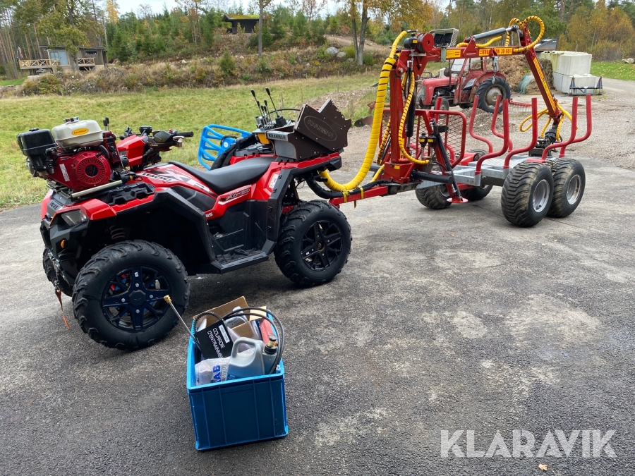 ATV med skogsvagn Polaris XP 1000 Kranman T1750