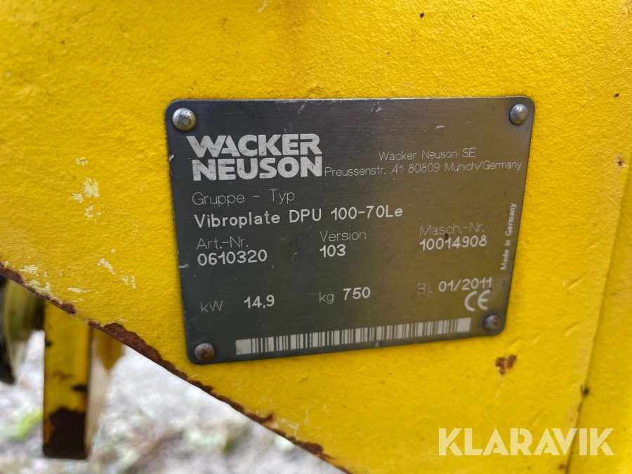 Vibroplatte Wacker Neuson DPU 100-70Les (Gebraucht) in Grüningen für