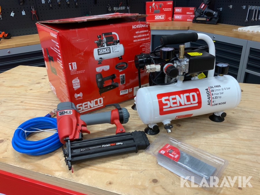 Kompressor med spikpistol Senco FIP18 & Low Noise AC4504