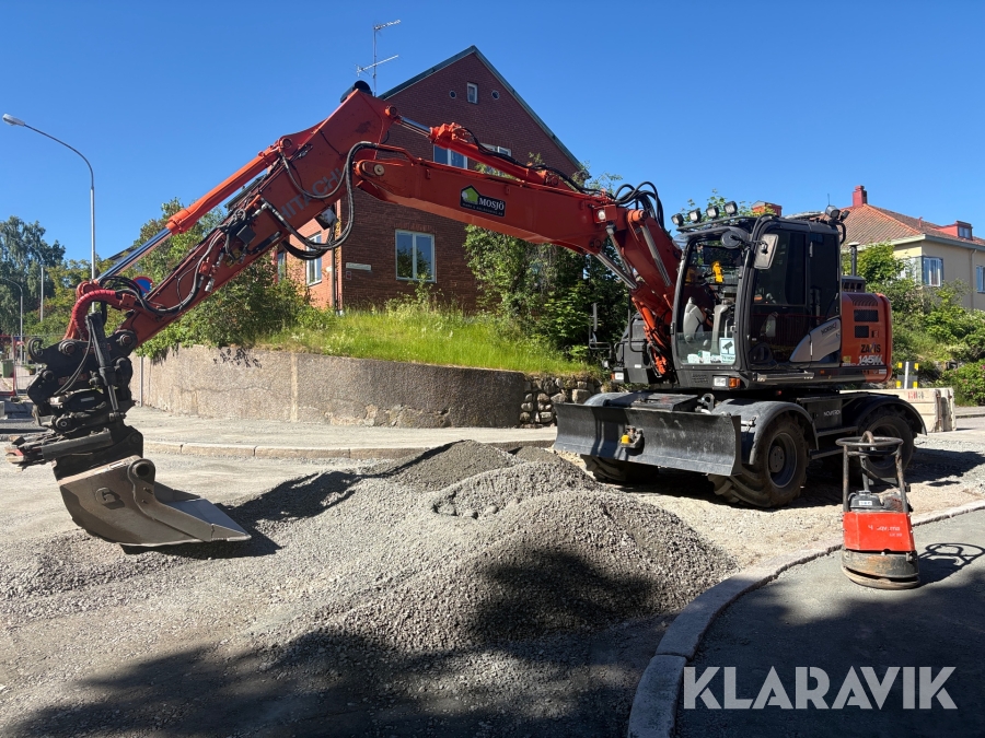 Hjulgrävare Hitachi ZX145W-6 med 3D grävsystem, tiltrotator, planeringsskopa samt tippkärra