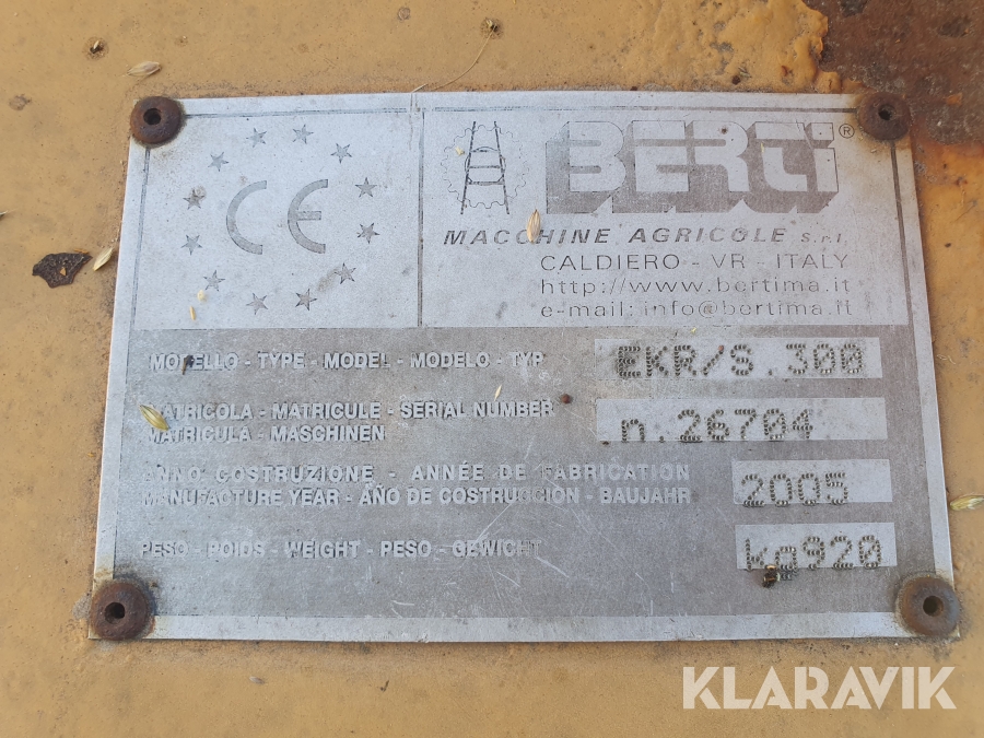 Betesputs / slaghack Berti EKR/S 300 Front eller bak