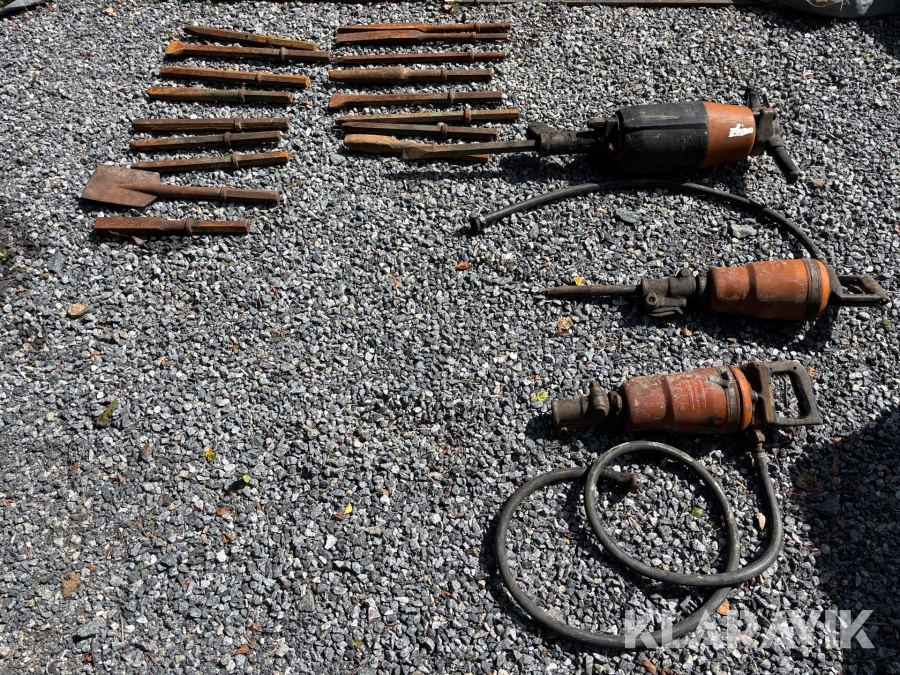 Bilningsmaskiner tryckluftsdrivna Atlas Copco Tex10/Super Tex 31 3 st samt 19 st spett