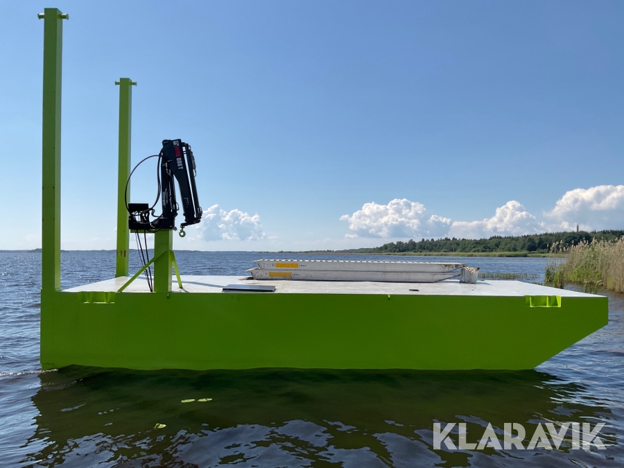 Pråm / Arbetspråm   med kran och stödben