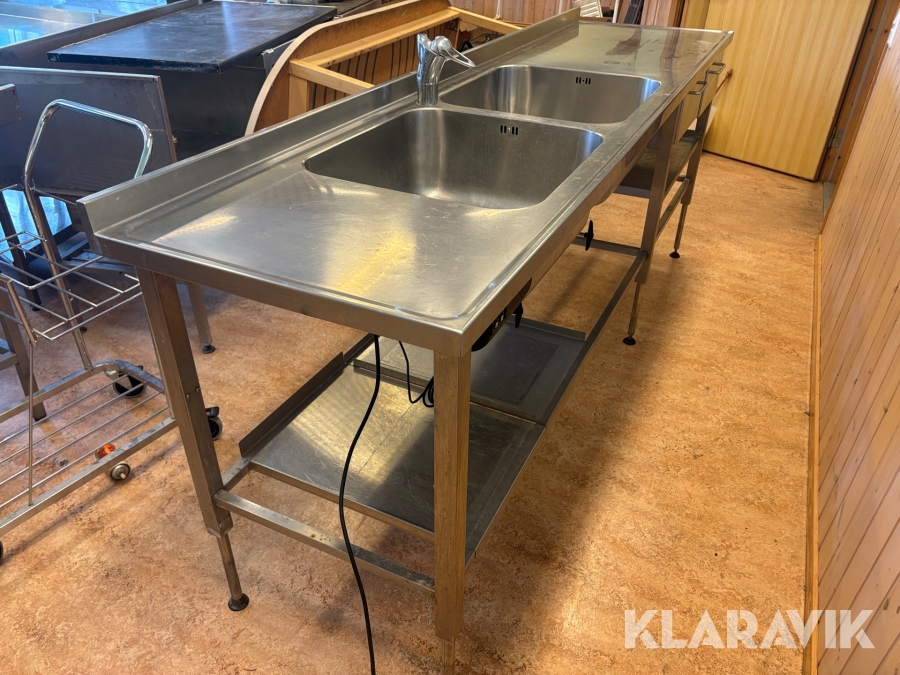 Rostfritt tvättställ med två hoar höj / sänkbart