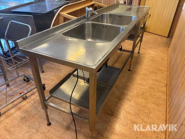 Rostfritt tvättställ med två hoar höj / sänkbart
