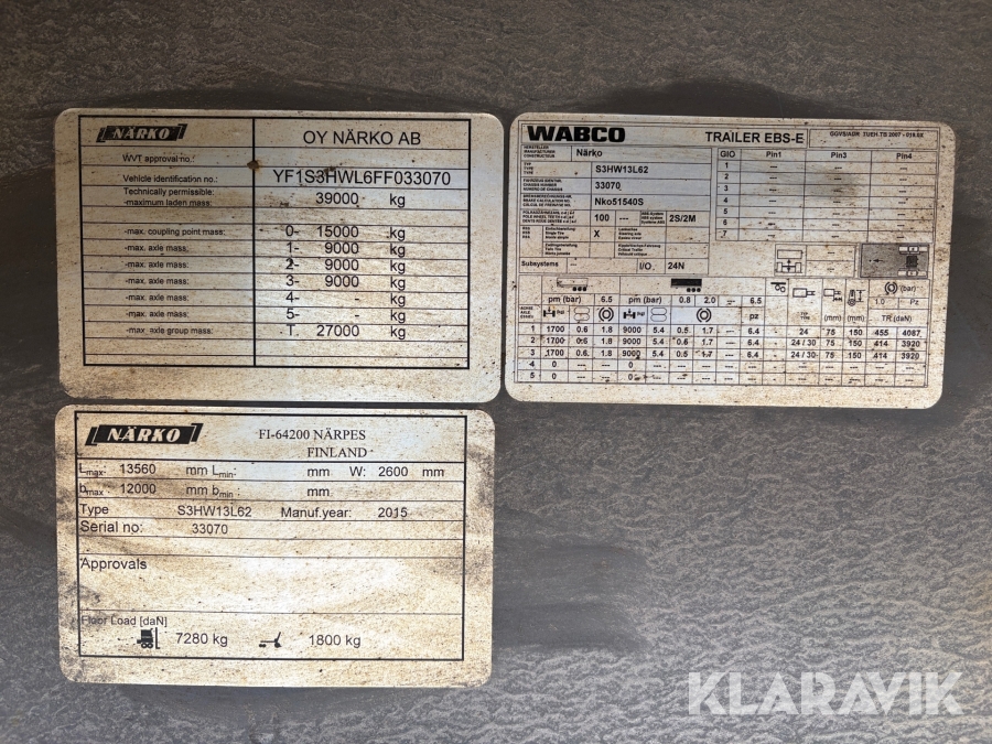 Linkekipage Närko S3HW13L62 med dolly