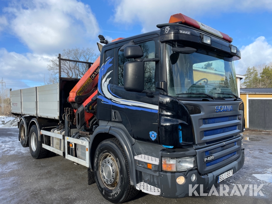 Tippbil Scania P420 med Palfinger kran