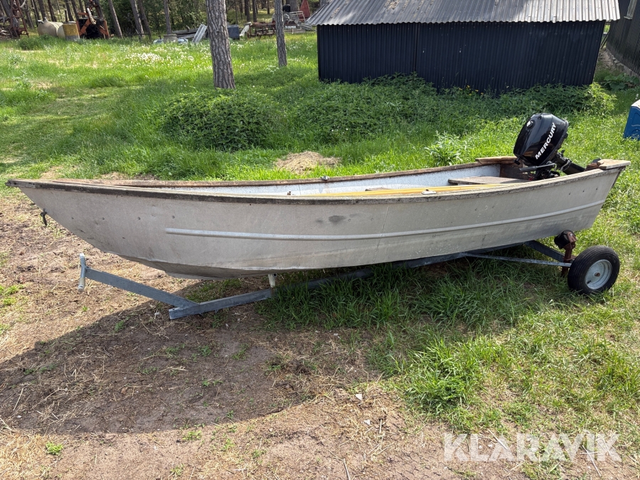Aluminiumbåt Roslagsbåtar 4m med mercury 4 hp motor & båtvagn