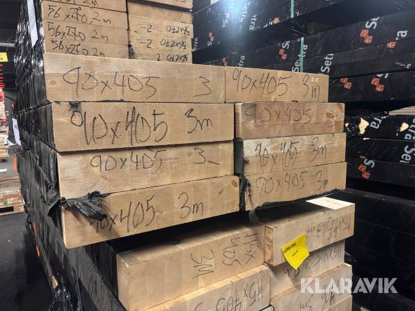 Träbalkar 90x405x3000mm 8st