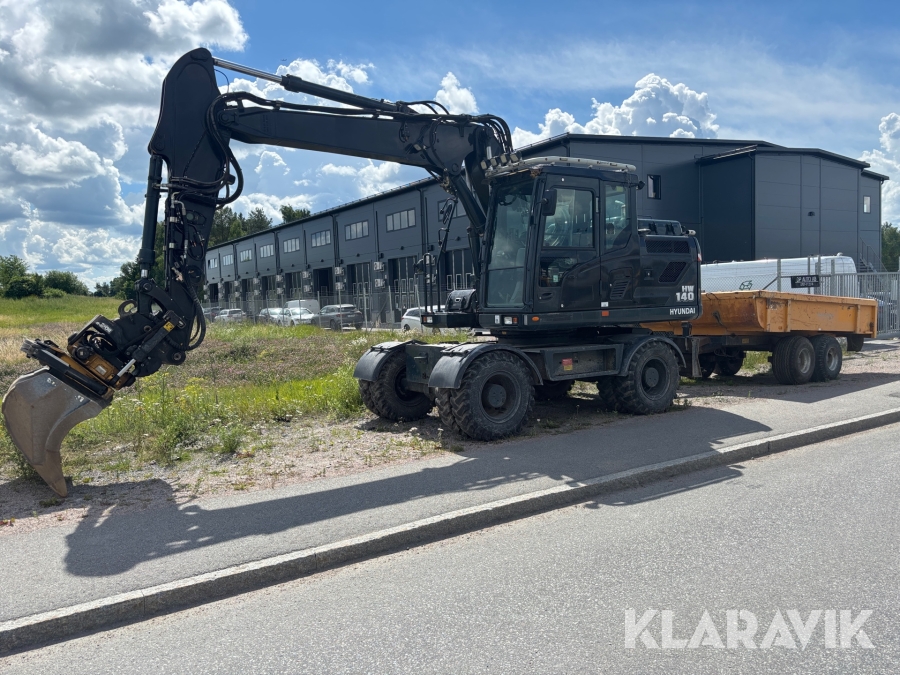Grävmaskin Hyundai HW140 med gps tiltrotator skopa och kärra
