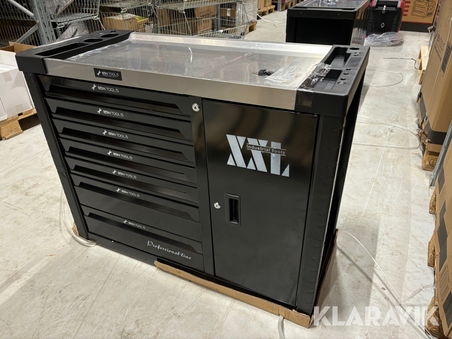 Stort verktygsskåp med 7 lådor, inkl verktyg BSN Tools