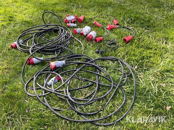 3-fas kabel 16A 2x20meter plus diverse kopplingar