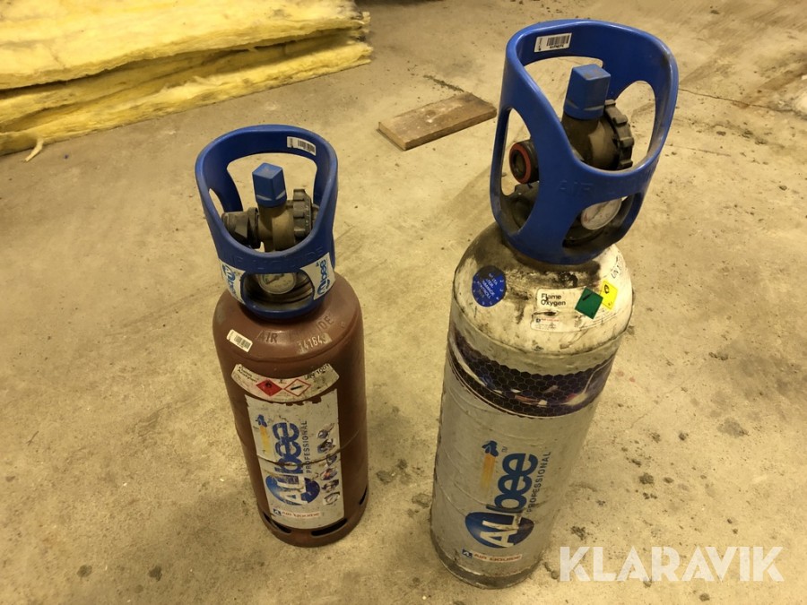 Gastuber Air Liquide acetylen och oxygen friköpta