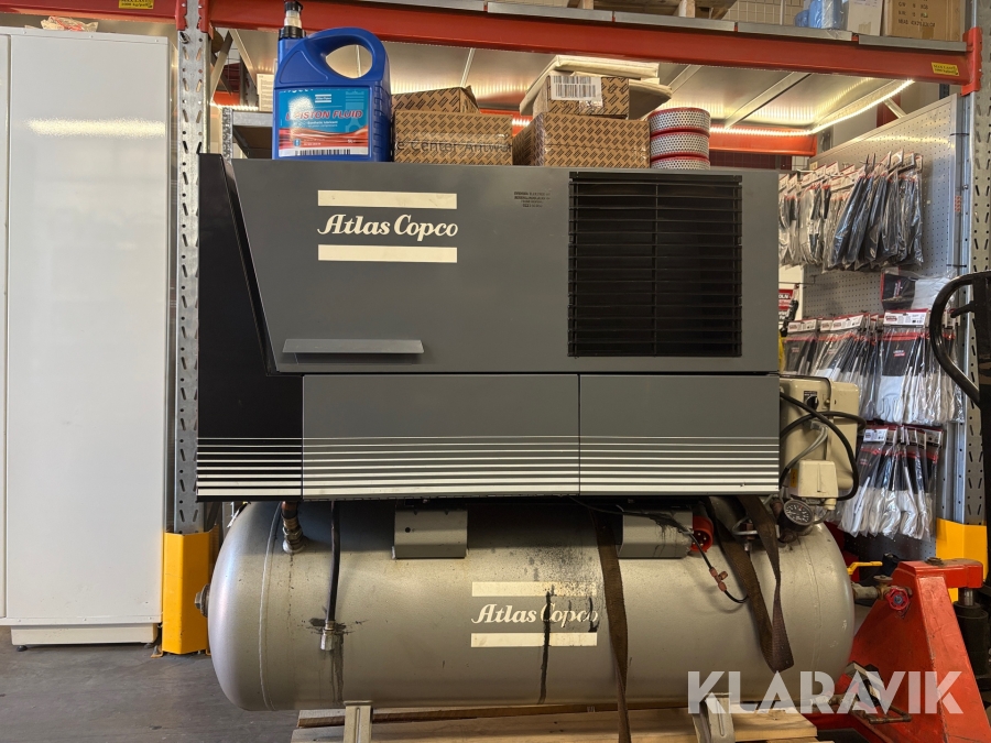 Kompressor Atlas Copco LE 7 med tank, Två servicekit samt olja