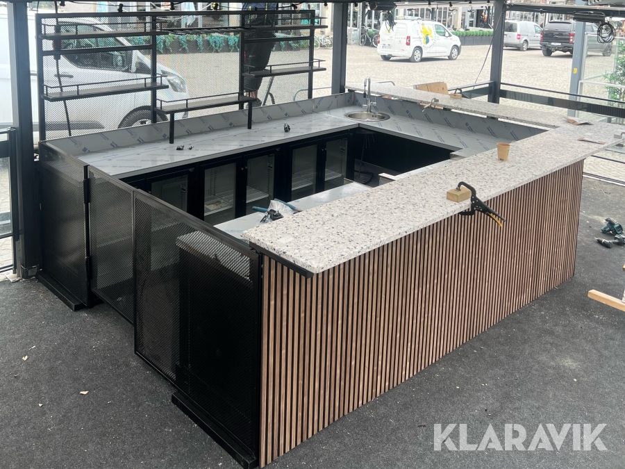 Bardisk uteservering rostfri bänk inkl barhylla