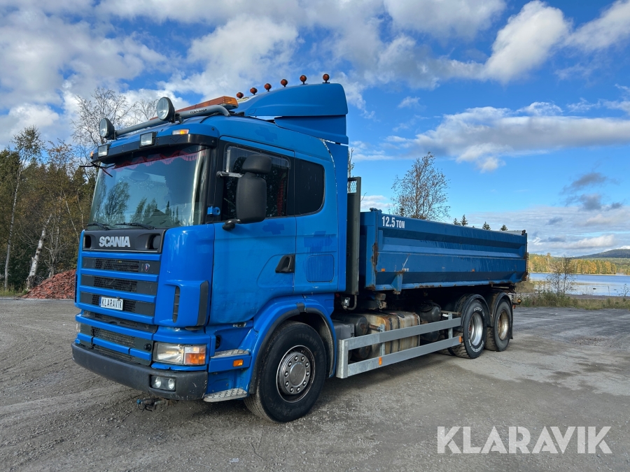 Grusbil Scania R144 GB 6X2 NB plogutrustad