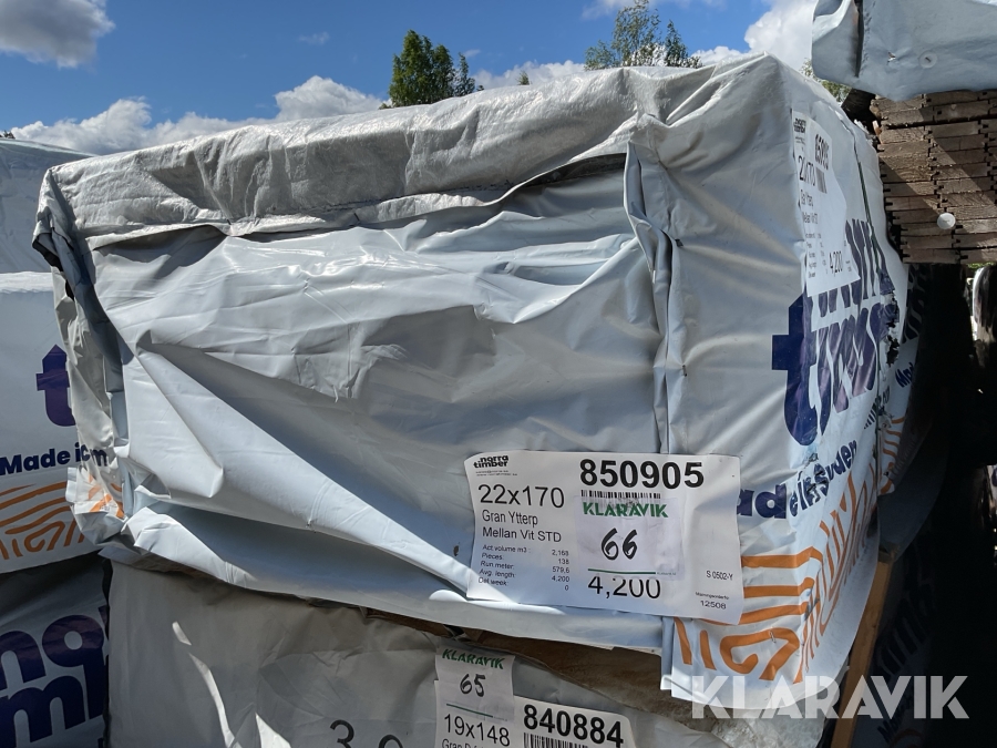 Ytterpanel 22x170/ 2,168m3 vit