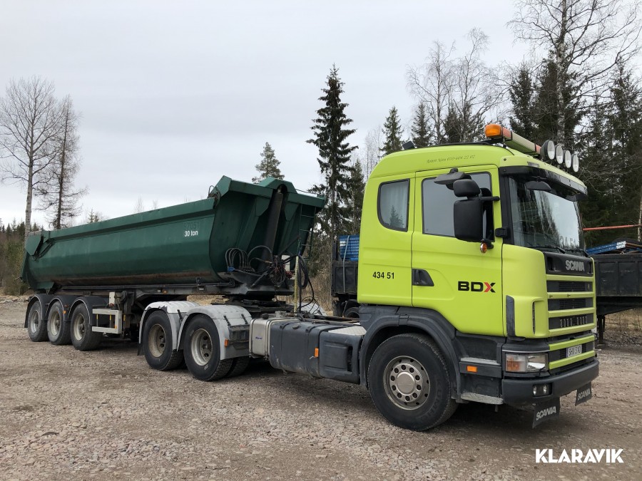 Trailerdragare Scania R144 GA6X4 NA460 med tipptrailer