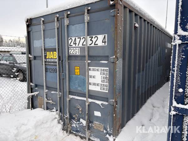Container 20 fot med bygg inventarier