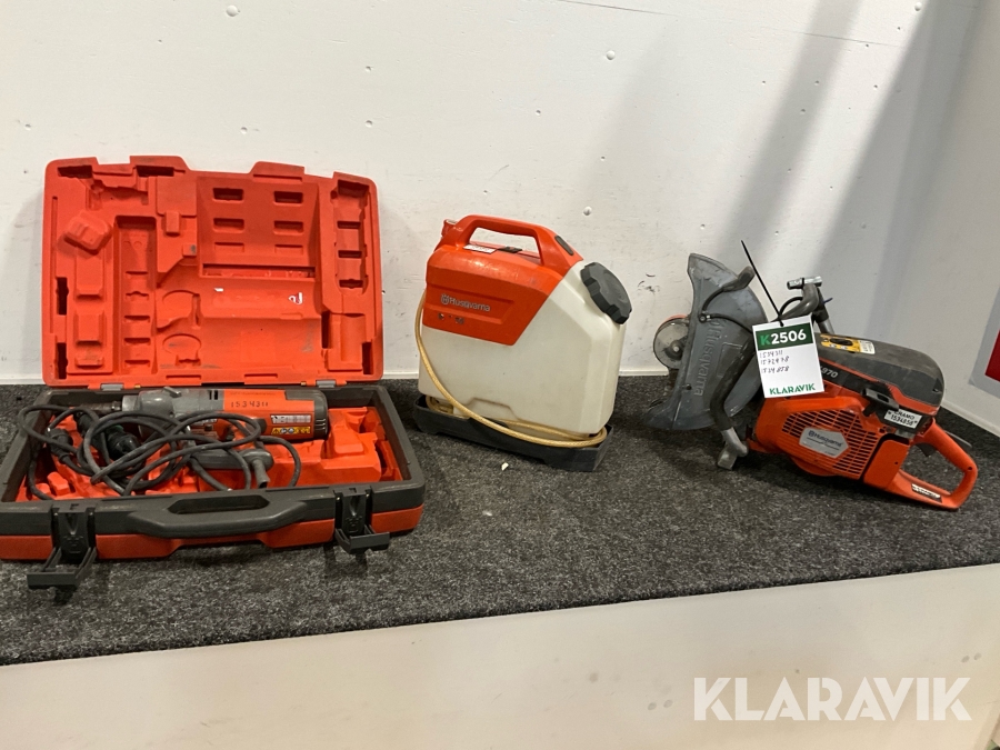 Kärnborrmaskin, kapmaskin och vattentank Husqvarna DM 230 / K970 / WT 15