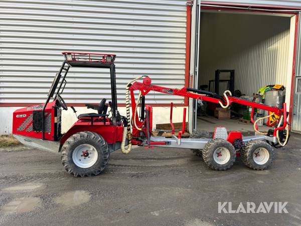 Miniskotare Bison 6000 med timmergrip, gripskopa & flak