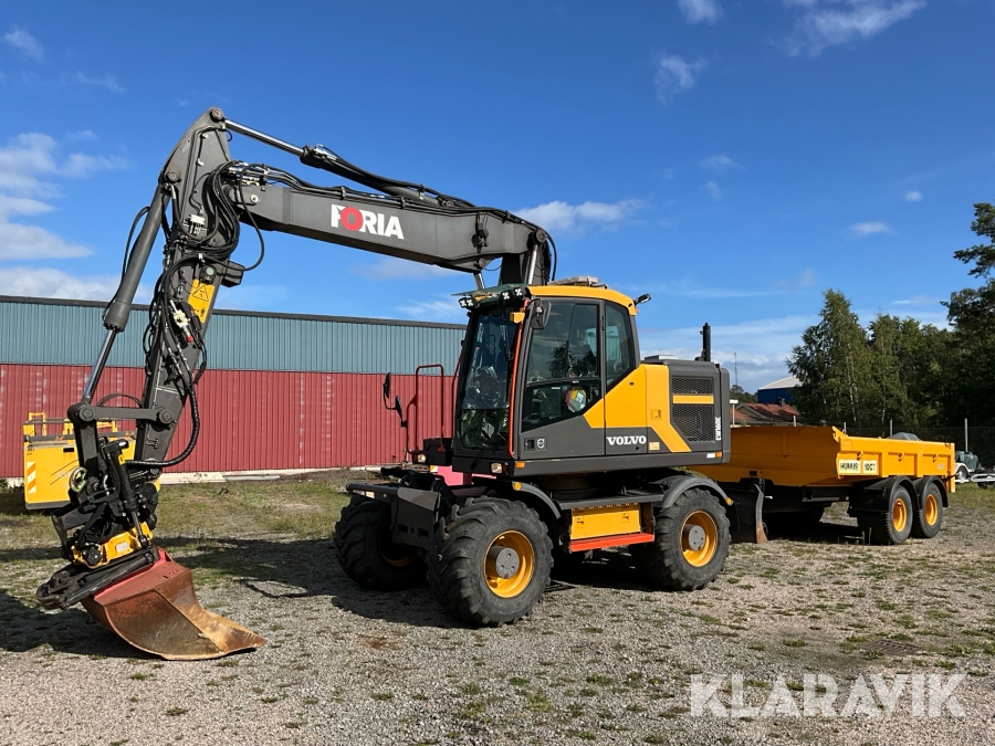 Grävmaskin Volvo Ew160E med vagn