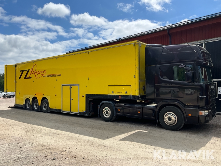 Racetrailer Scania 144 460 Wilson double deck