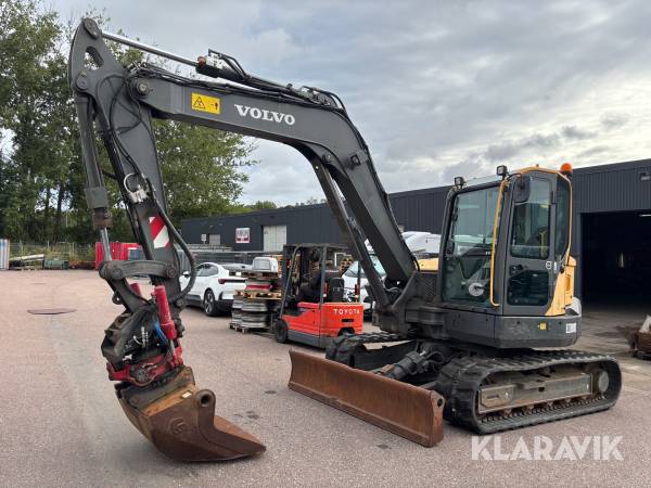 Grävmaskin Volvo ECR88D med tiltrotator & 4 redskap
