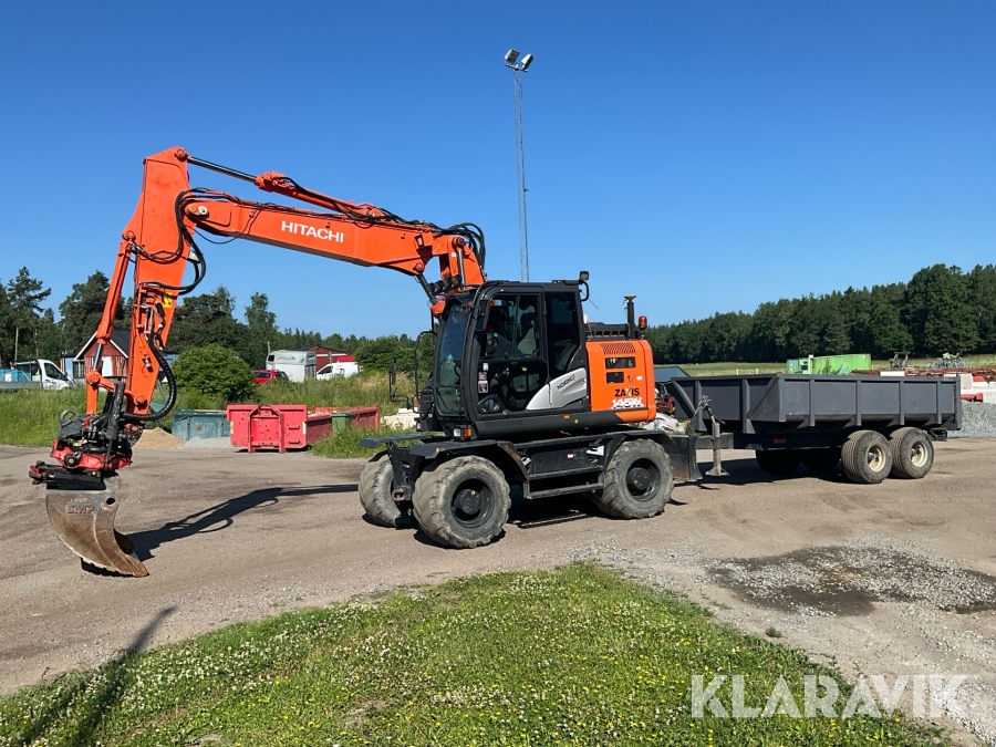 Grävmaskin Hitachi ZX145W-6 med Entreprenadkärra Palmse 950