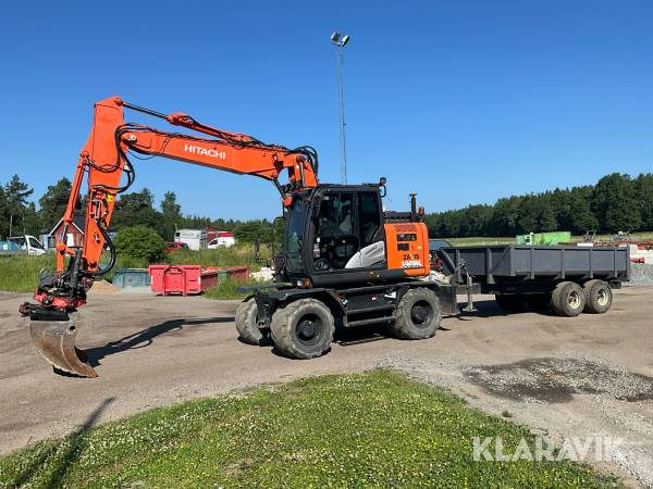 Grävmaskin Hitachi ZX145W-6 med Entreprenadkärra Palmse 950