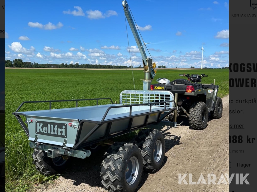 Skogsvagn för ATV Kellfri PRO TOWER2+ med kran och vinsch