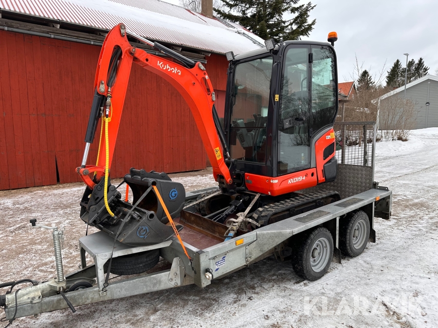 Minigrävare med släp / maskintriler Kubota KX 019-4