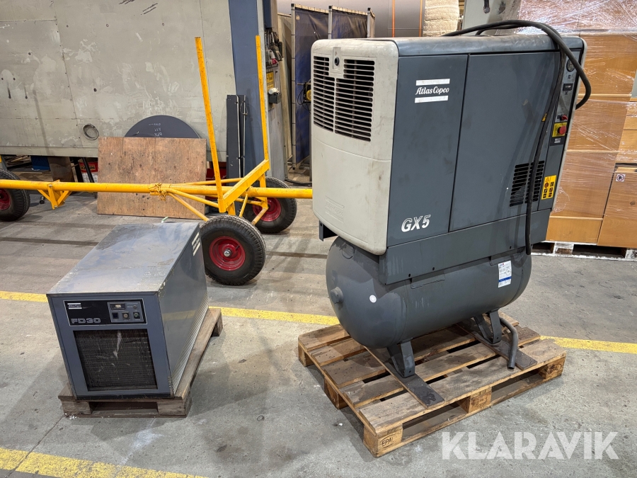Kompressor Atlas Copco GX5 med lufttork