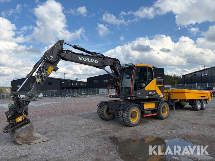Grävmaskin Volvo EWR150E med Grävsystem, Tippvagn & 4st redskap