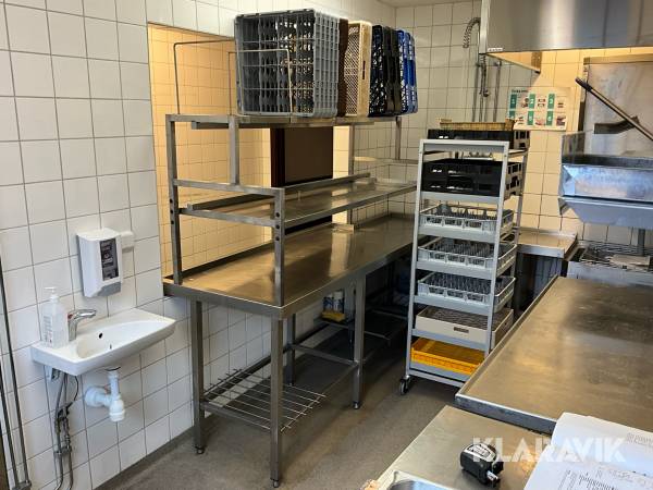 Disksorteringsbänk med överhylla och diskbackvagn