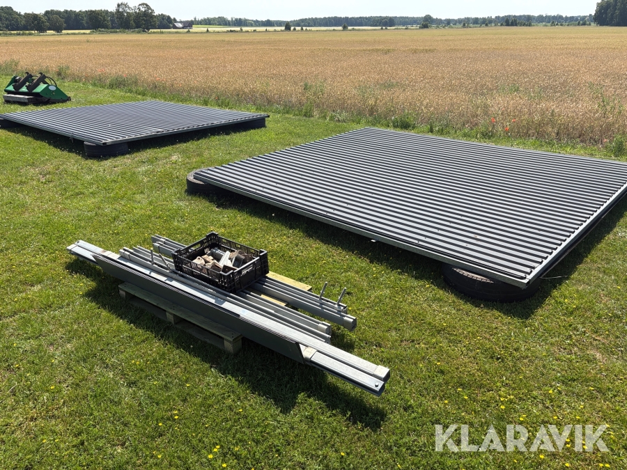 Skjutdörrar Henderson 3,48x3,925m 2st med skenor vagnar mm