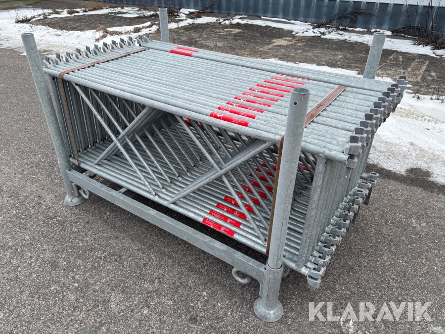 Byggställning dubbelräcke Modulställning Altrad ringsystem