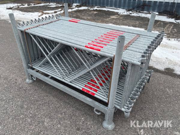 Byggställning dubbelräcke Modulställning Altrad ringsystem