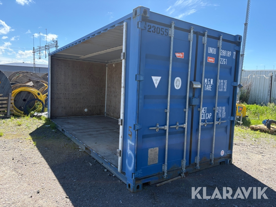 Container 20 fot med öppen sida