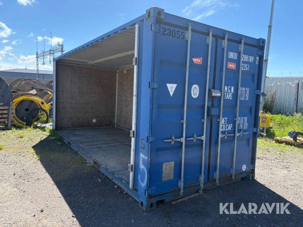 Container 20 fot med öppen sida