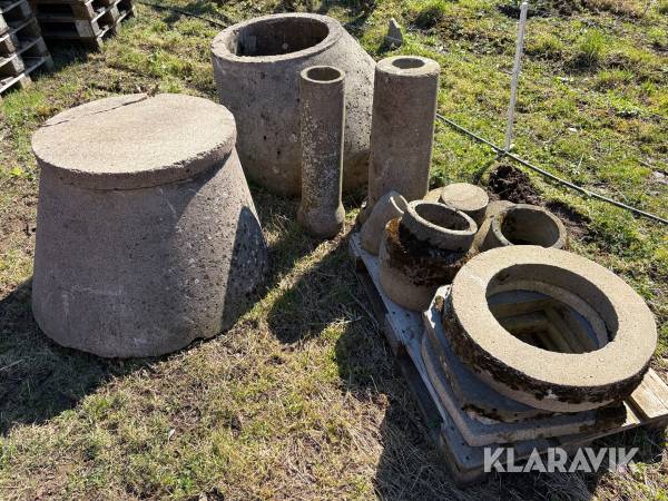 Betongrör, brunnar m.m. 12st delar